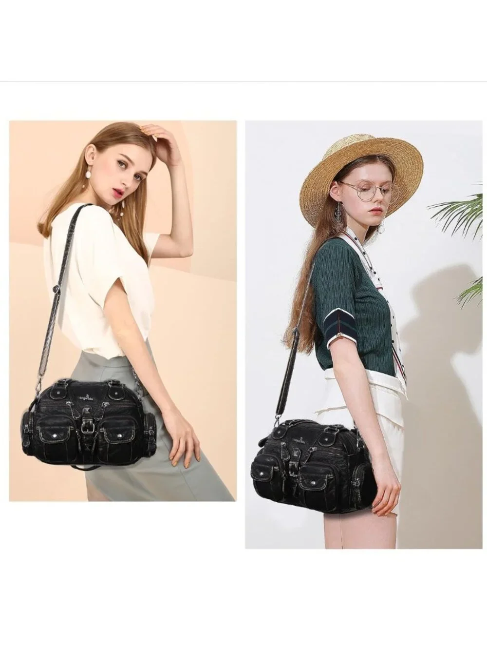 Soft Leather Hobo Crossbody Bag for Women | Multipocket, Removable Strap
